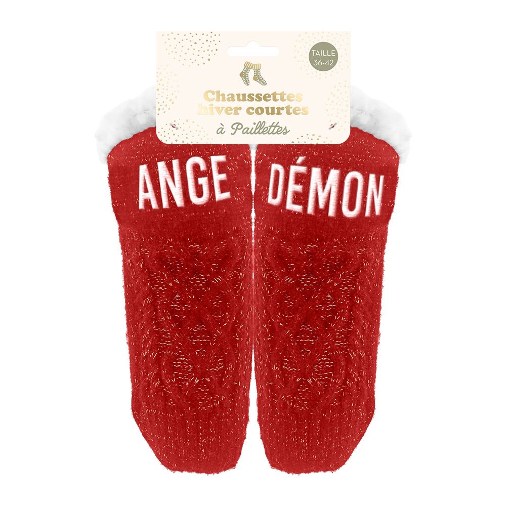 Chaussettes hiver courtes paillettes ange demon