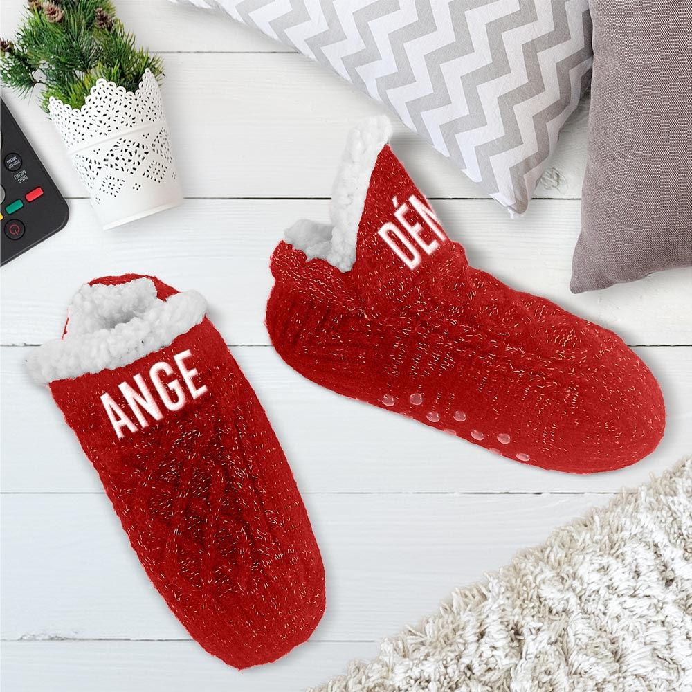 Chaussettes hiver courtes paillettes ange demon