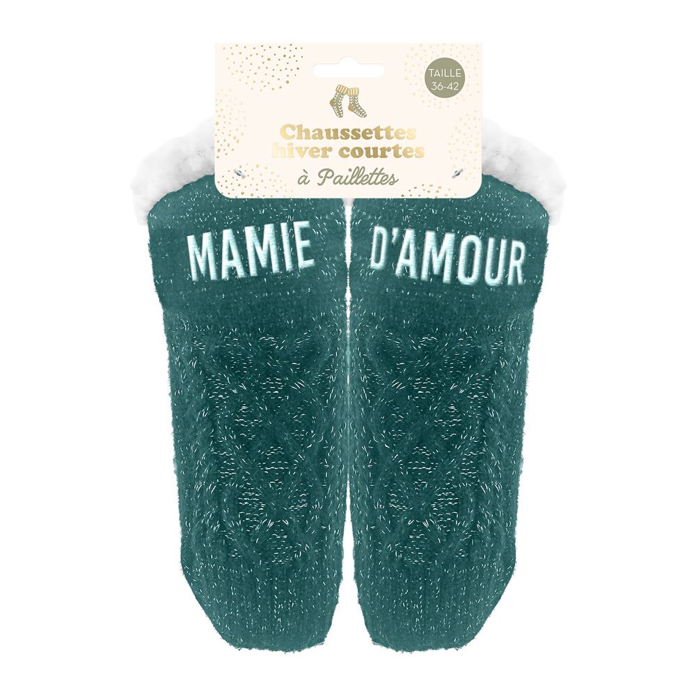 Chaussettes hiver courtes paillettes mamie d amour