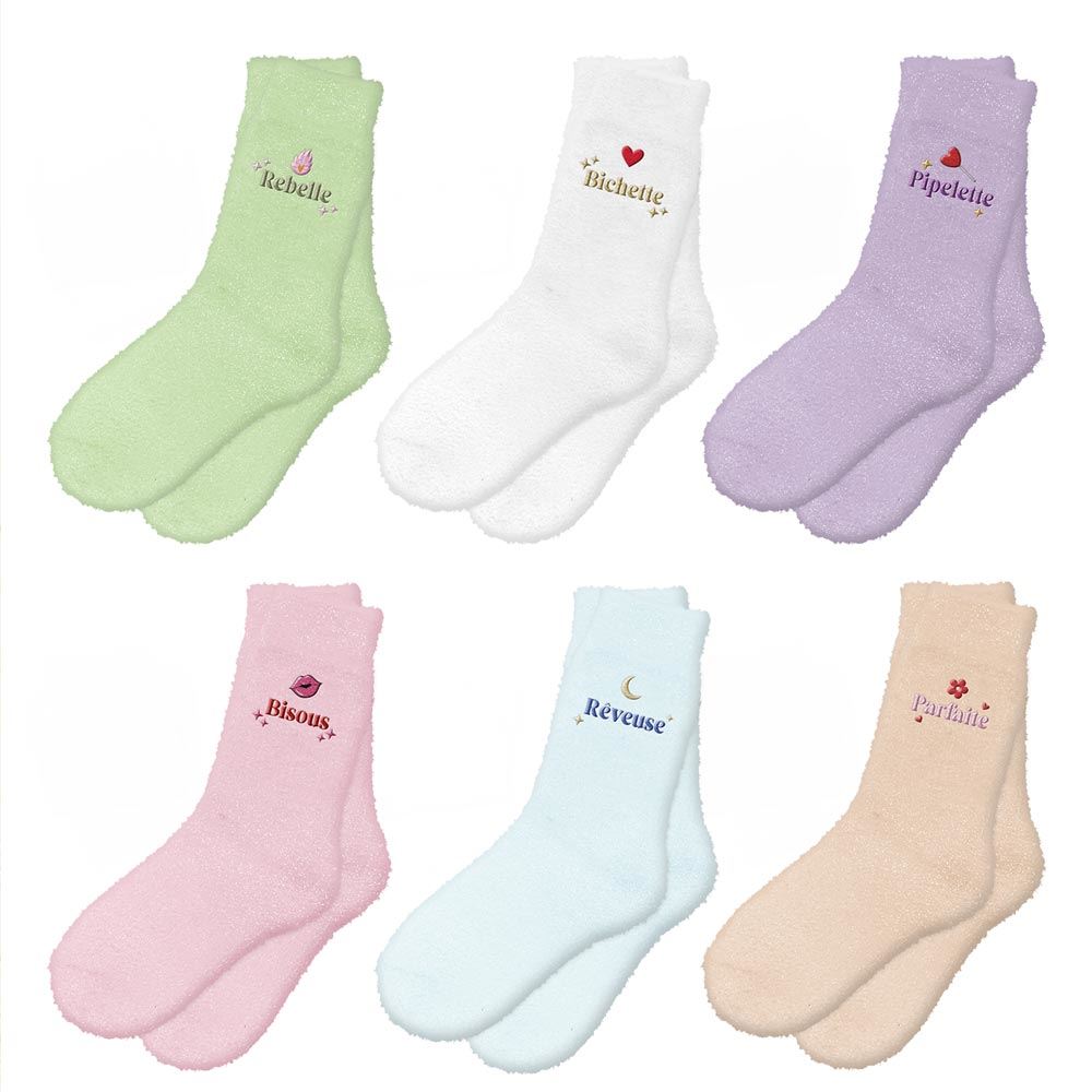 Chaussettes pilou brodees a paillettes 6mods/36pcs