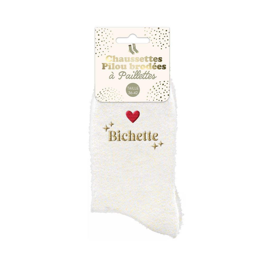 Chaussettes pilou brodees a paillettes bichette