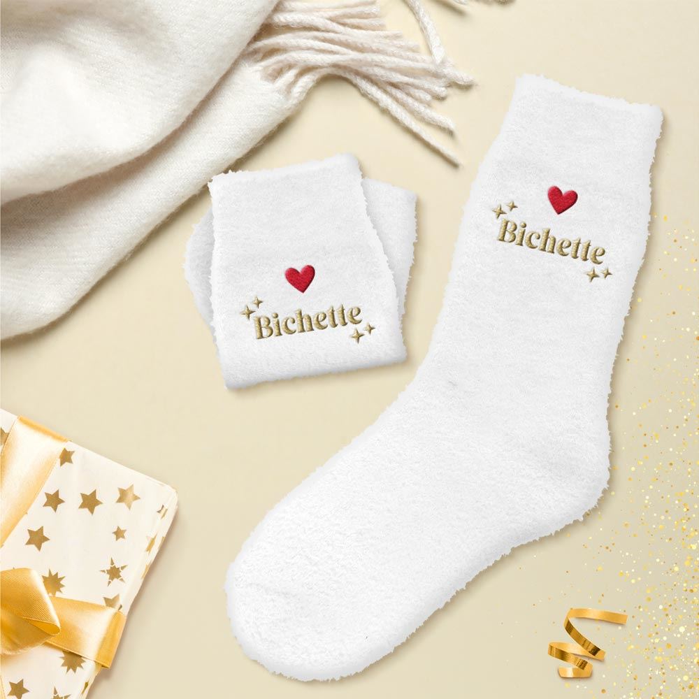 Chaussettes pilou brodees a paillettes bichette