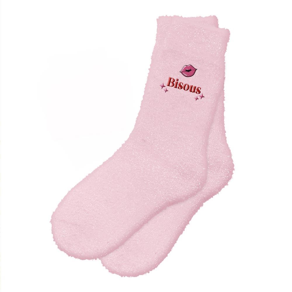 Chaussettes pilou brodees a paillettes bisous