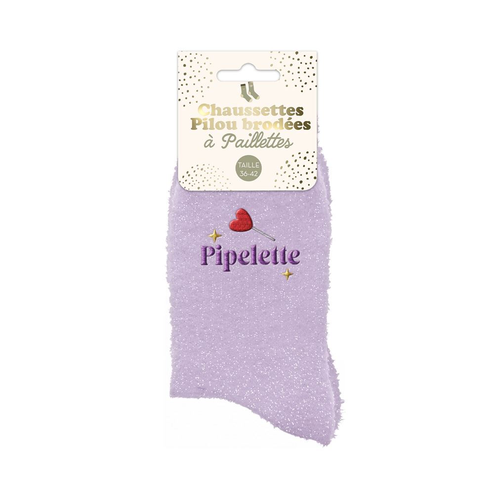 Chaussettes pilou brodees a paillettes pipelette
