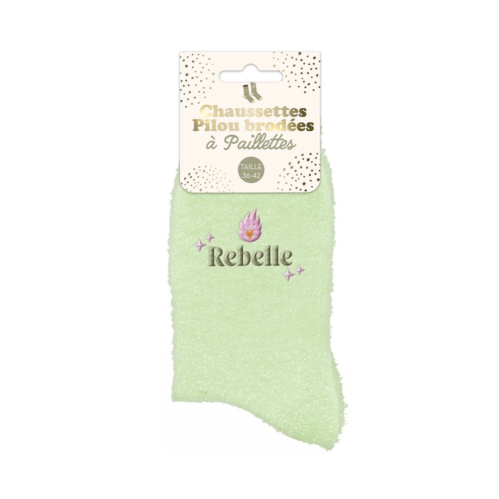 Chaussettes pilou brodees a paillettes rebelle