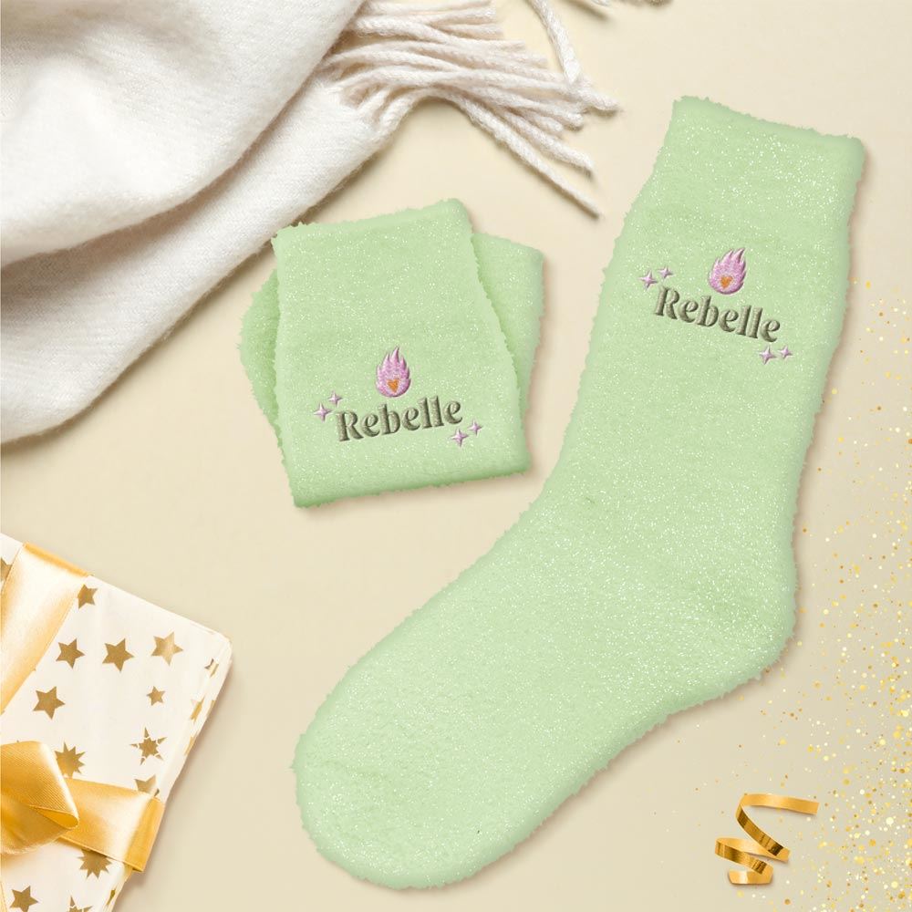 Chaussettes pilou brodees a paillettes rebelle