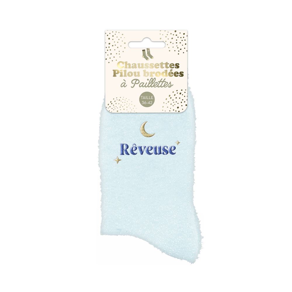 Chaussettes pilou brodees a paillettes reveuse