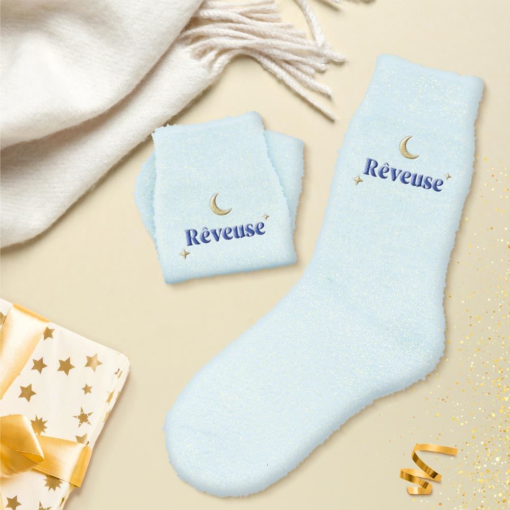 Chaussettes pilou brodees a paillettes reveuse