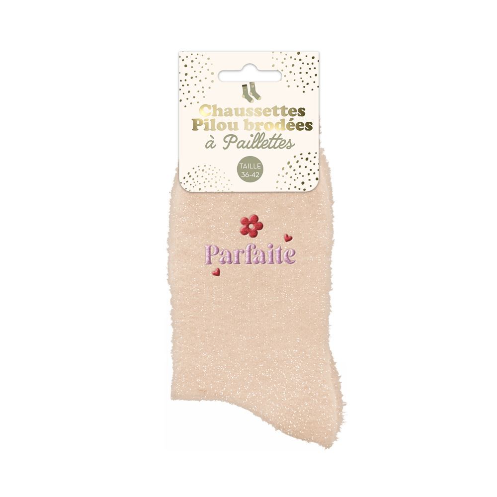 Chaussettes pilou brodees a paillettes parfaite
