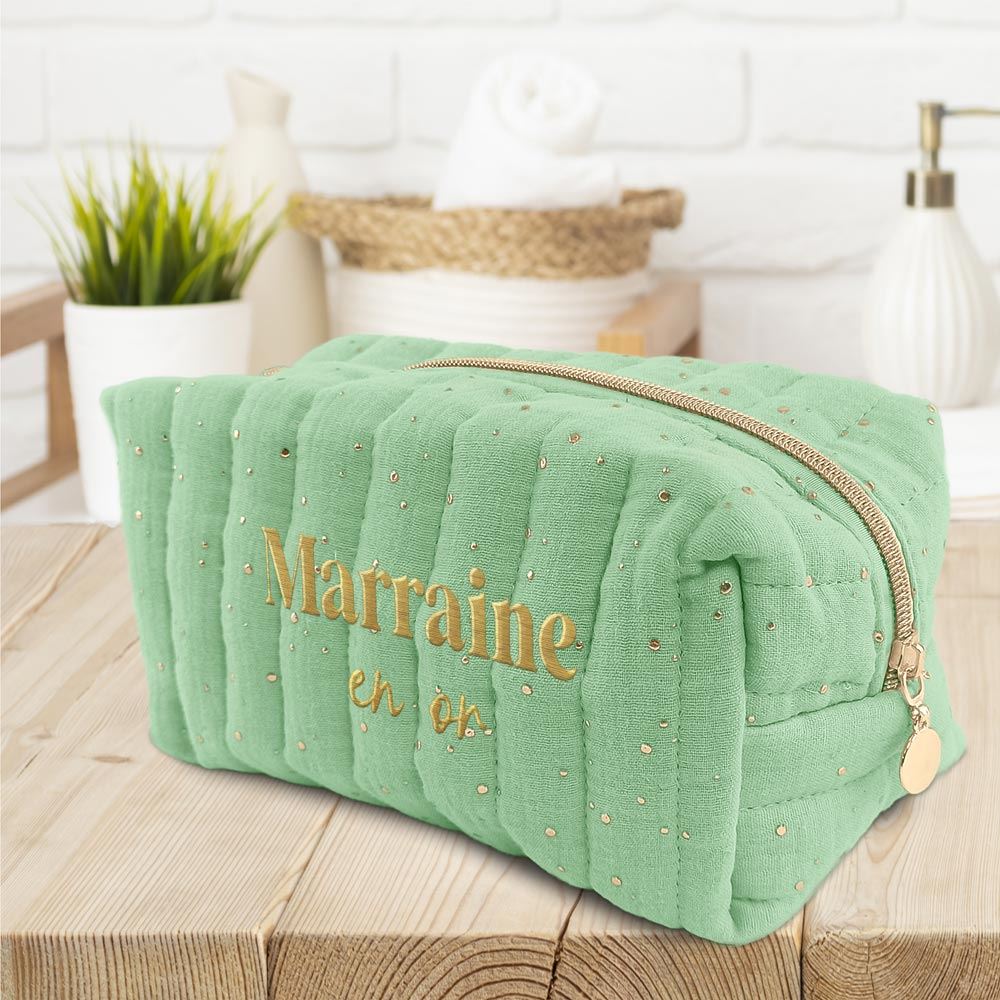 Trousse de toilette marraine en or