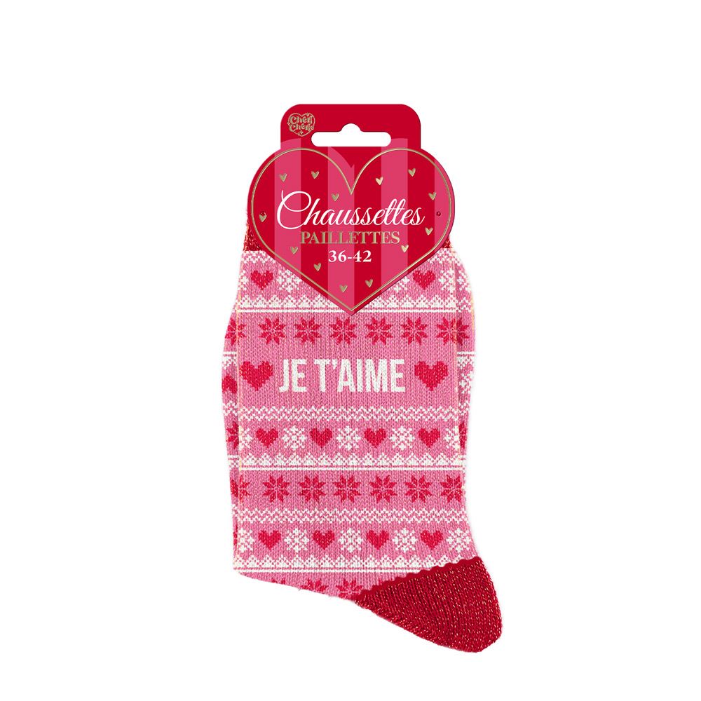 Chaussettes scandinaves femme paillettes je t aime
