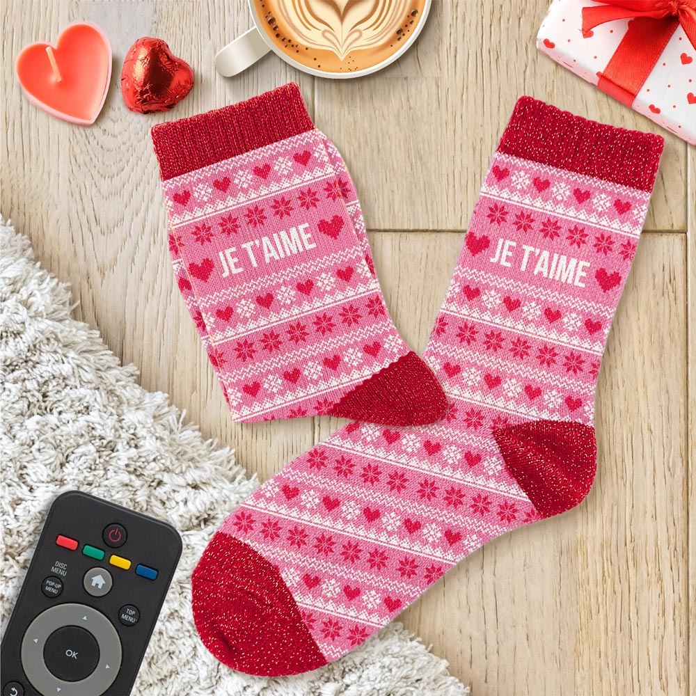 Chaussettes scandinaves femme paillettes je t aime