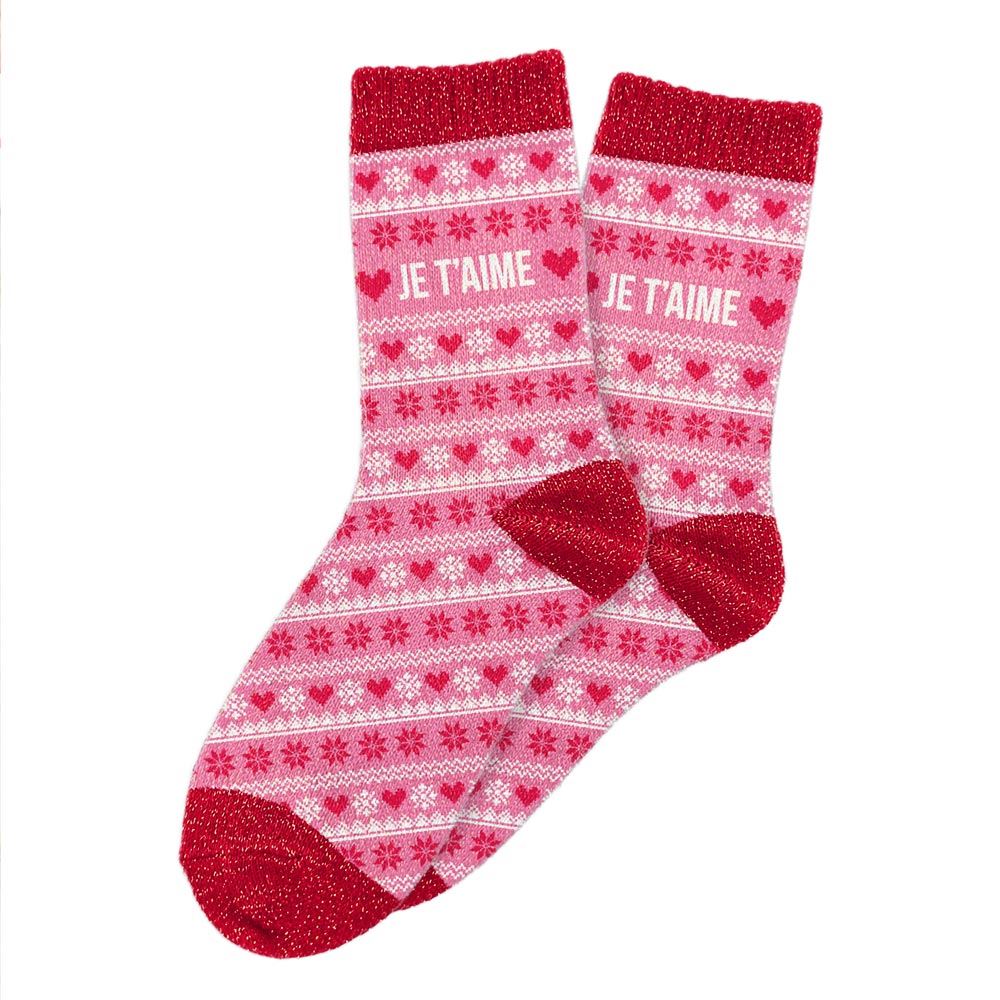 Chaussettes scandinaves femme paillettes je t aime