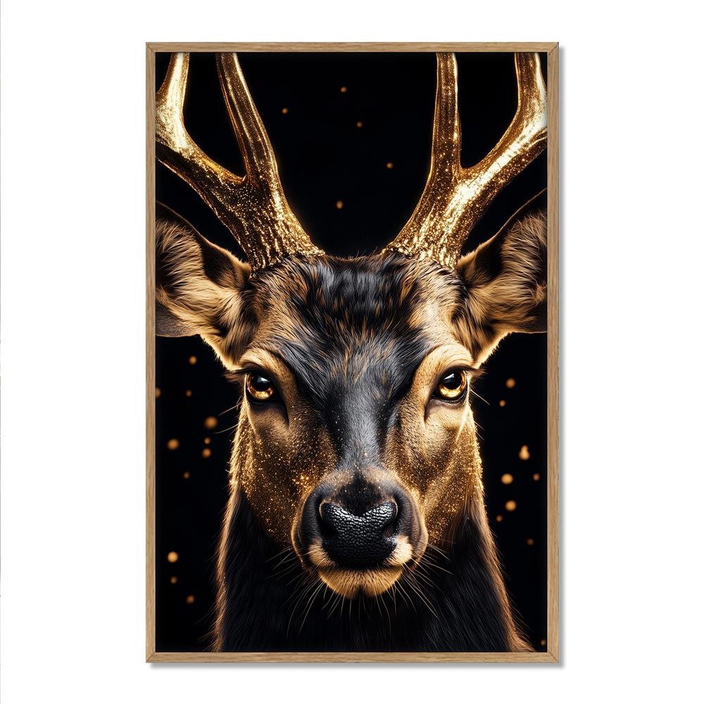 Toile effet laque cadre en bois cerf 40x60cm