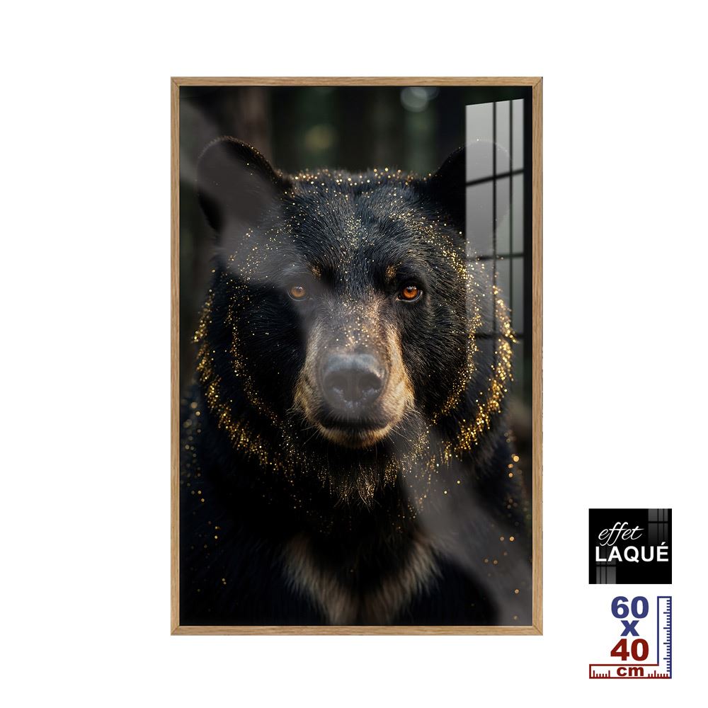 Toile effet laque cadre en bois ours 40x60cm