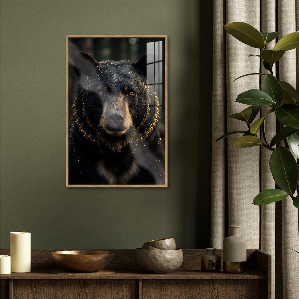 Toile effet laque cadre en bois ours 40x60cm
