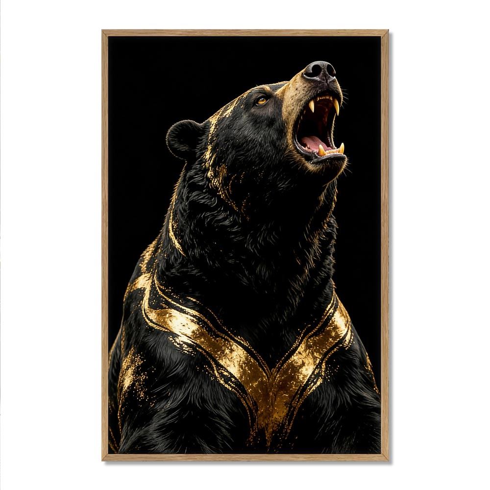 Toile effet laque cadre en bois ours cri 40x60cm