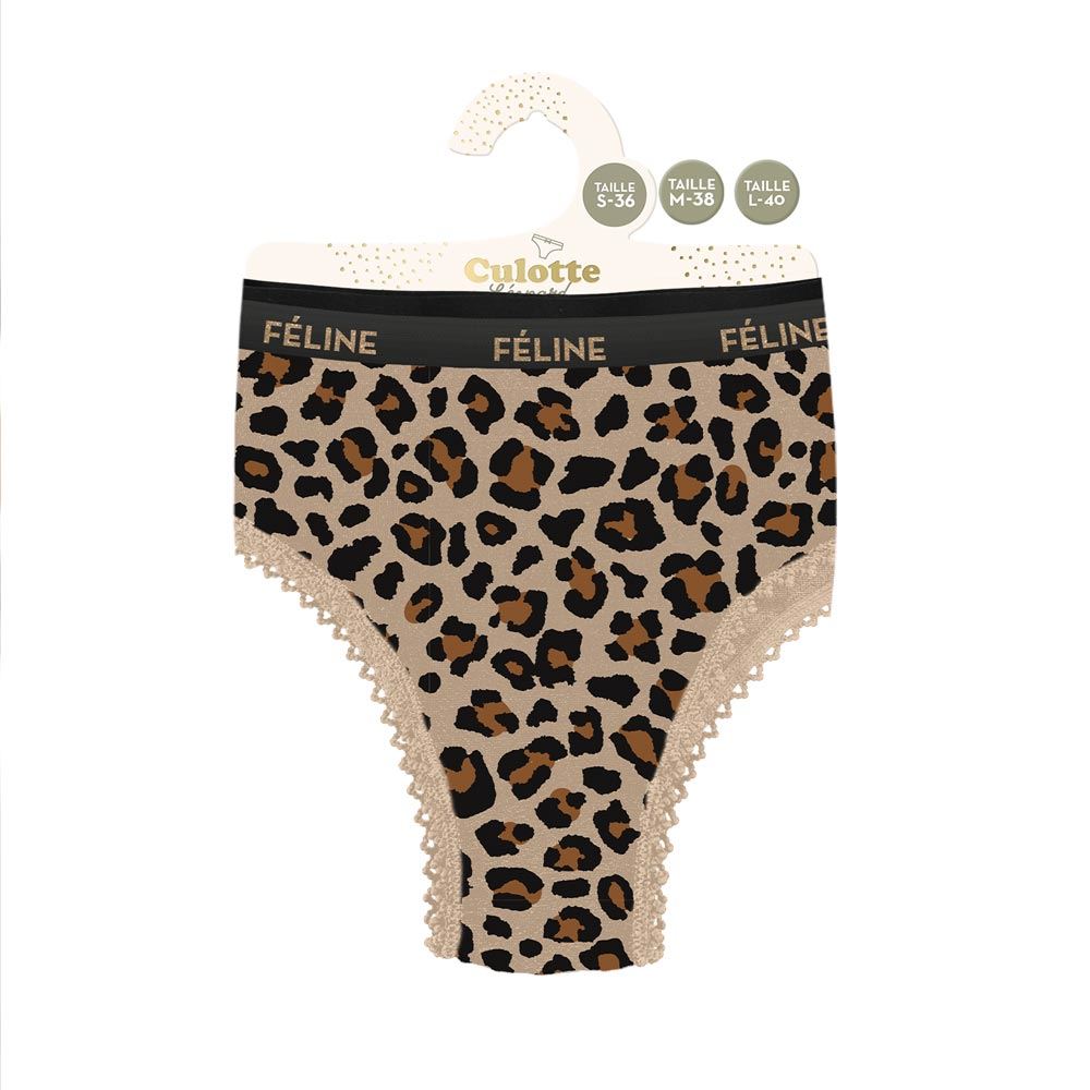 Culottes leopard a bandes feline beige s/m/l