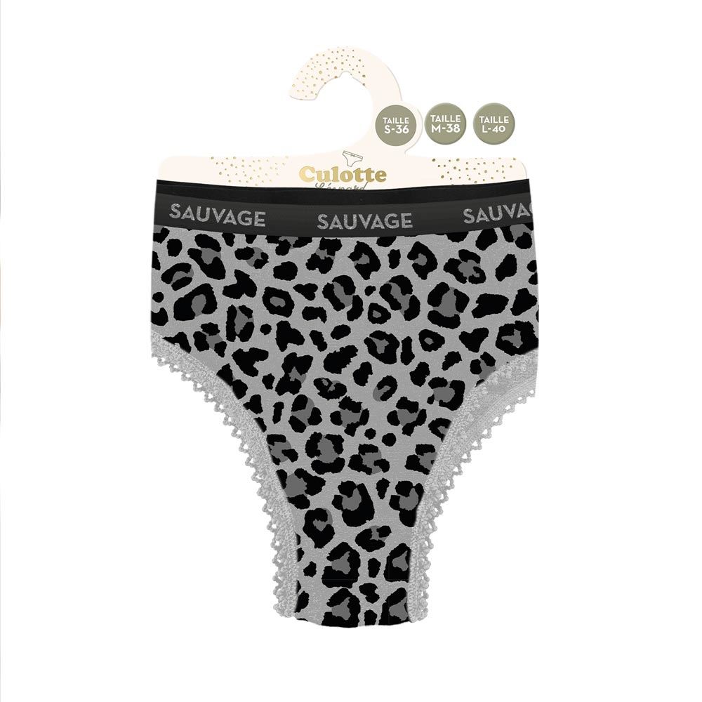 Culottes leopard a bandes sauvage gris s/m/l