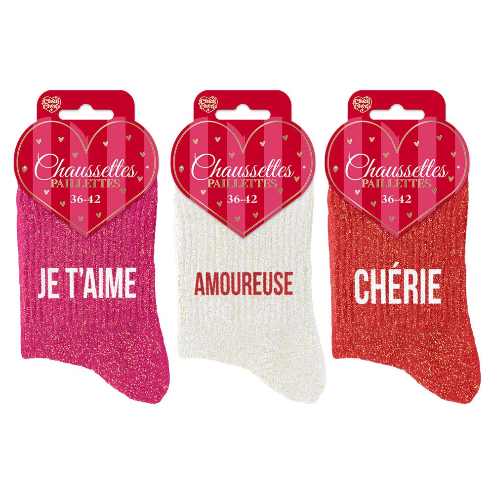 Assortiment de 18 chaussettes paillettes femme cherie