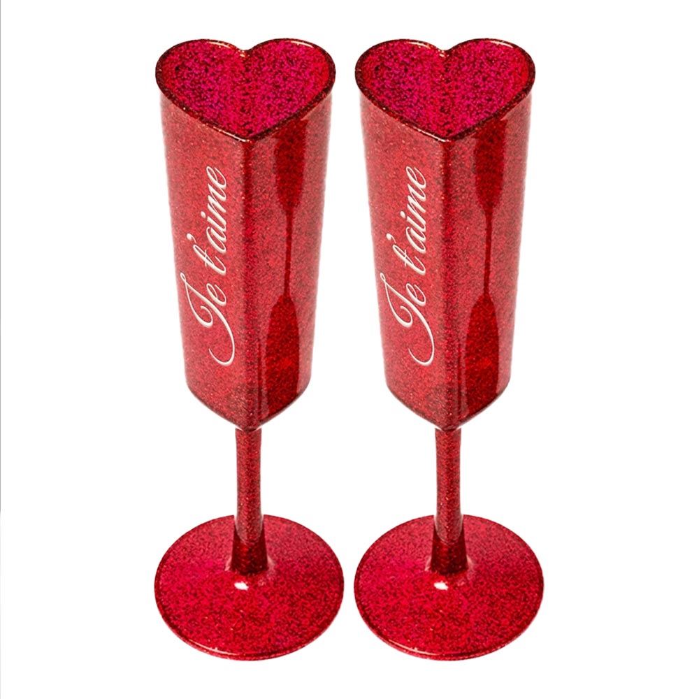 Coffret duo flutes paillettes cŒur