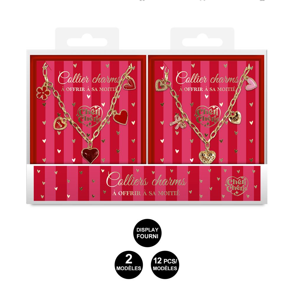 Display colliers charms cŒur 2mods /12pcs