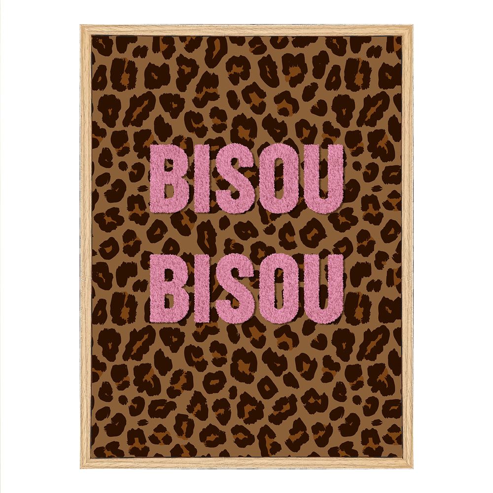 Toile tuftee leopard "bisou bisou"