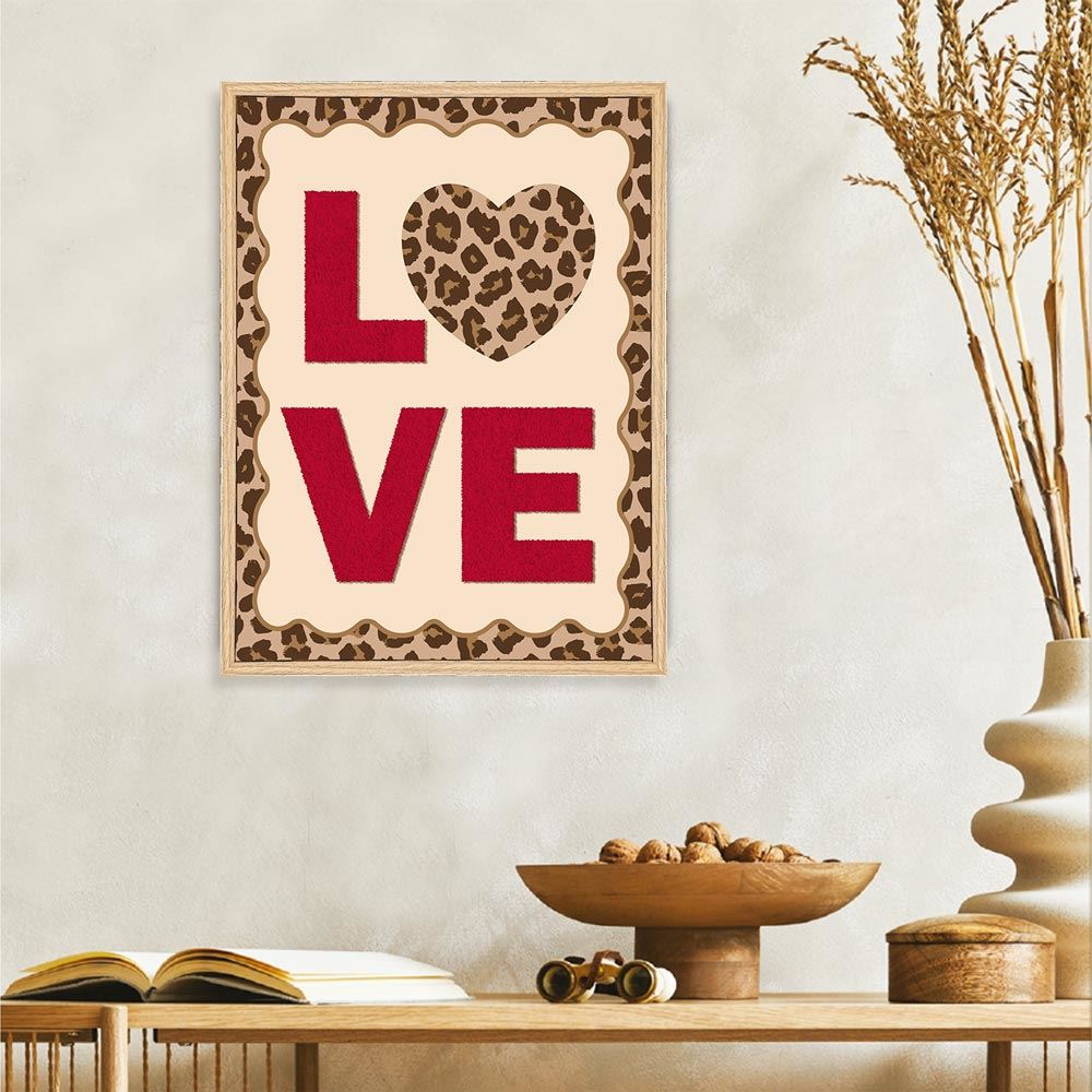 Toile tuftee leopard "love"