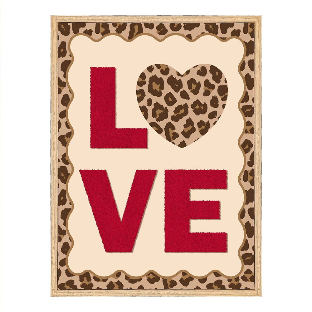 Toile tuftee leopard "love"