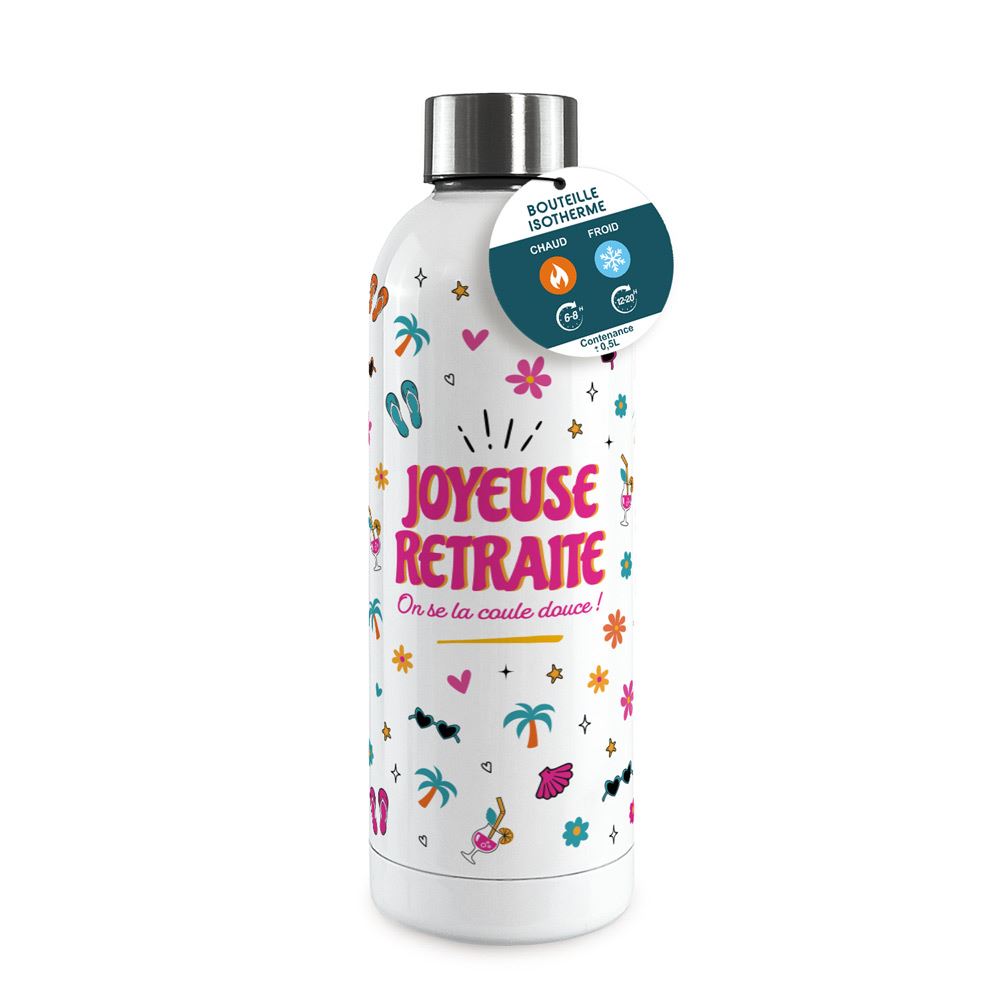 Gourde isotherme large femme joyeuse retraite