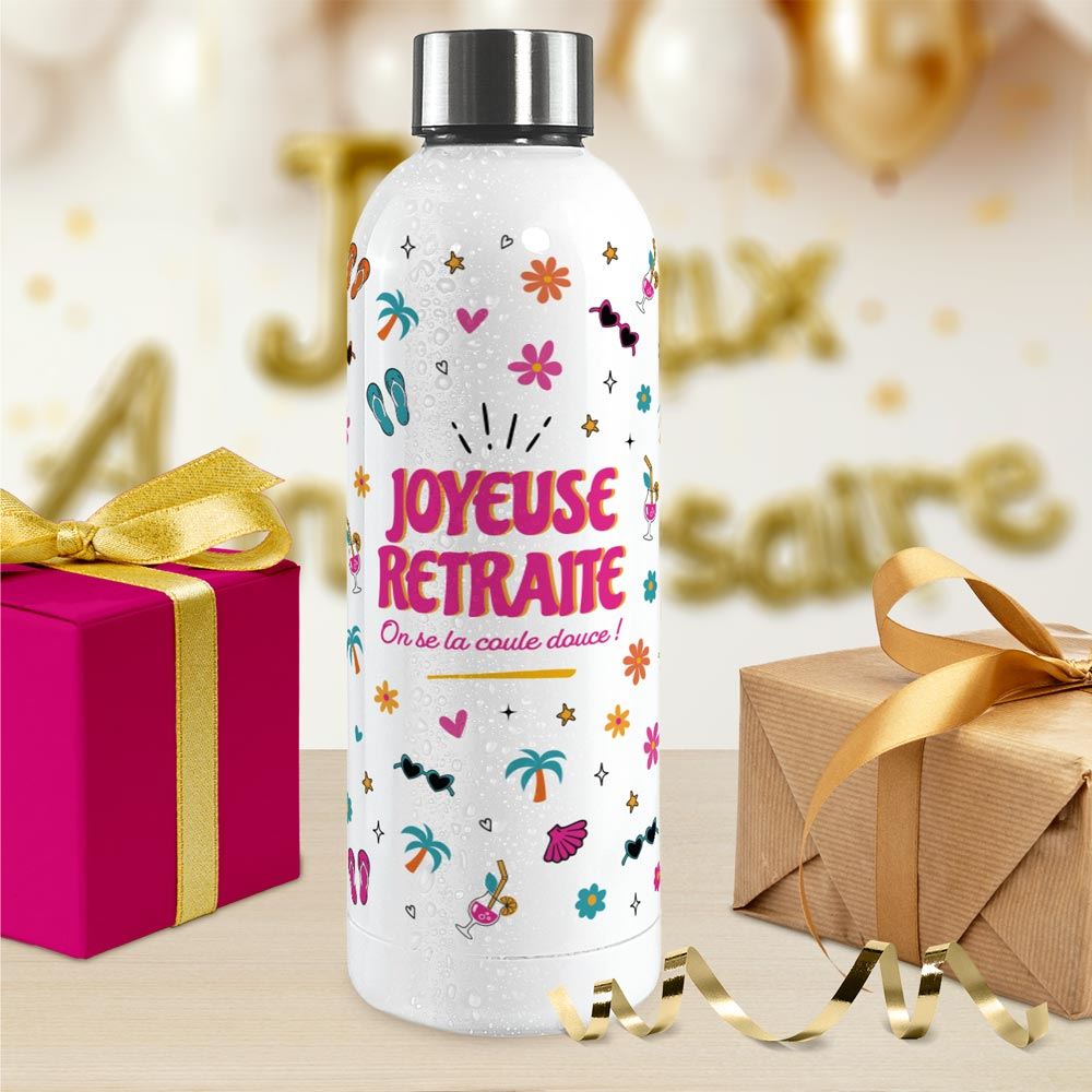 Gourde isotherme large femme joyeuse retraite