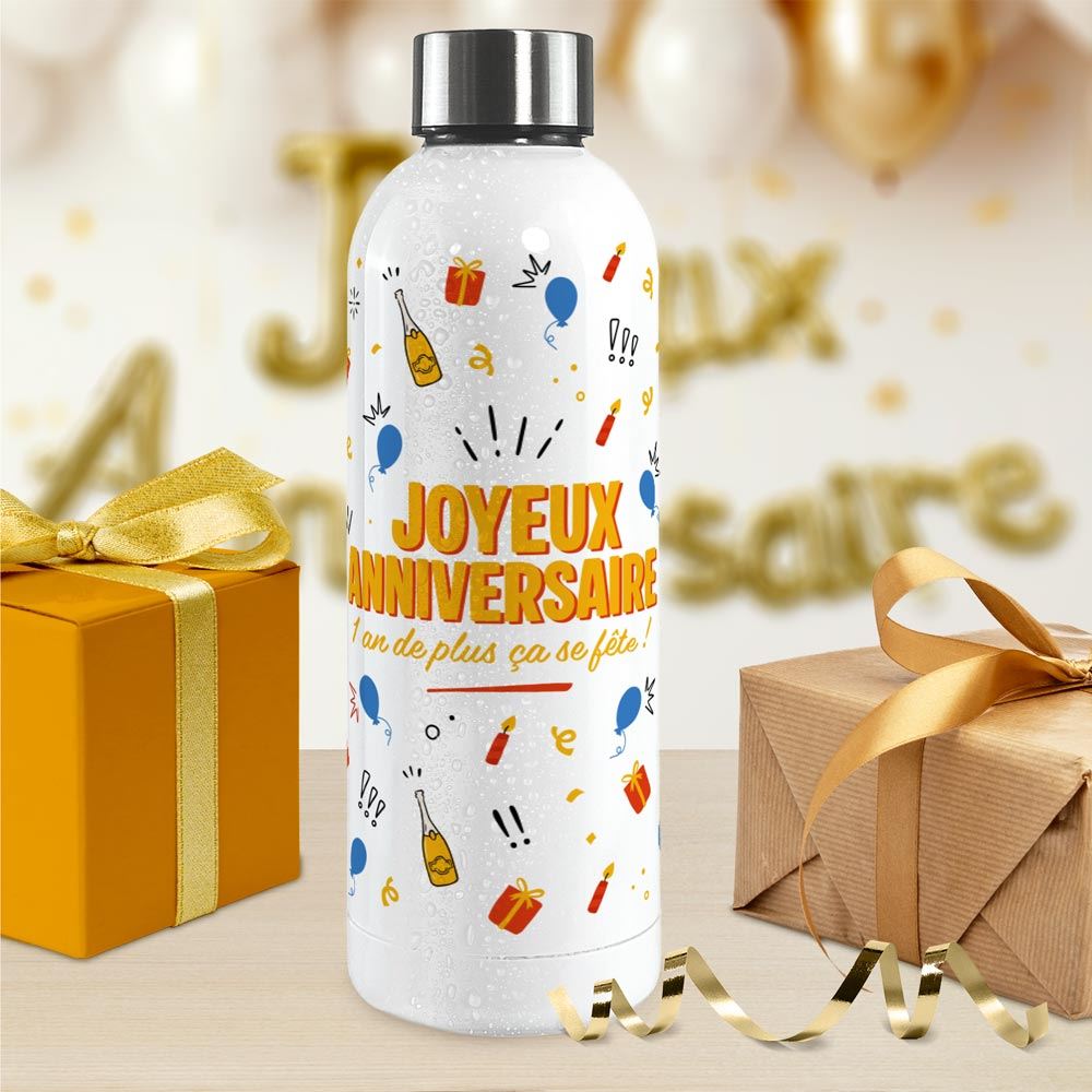 Gourde isotherme large homme joyeux anniversaire
