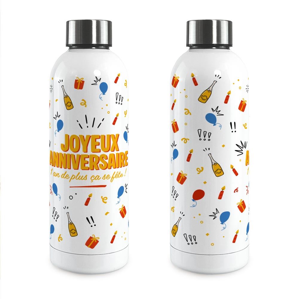 Gourde isotherme large homme joyeux anniversaire