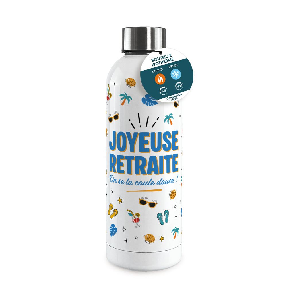 Gourde isotherme large homme joyeuse retraite
