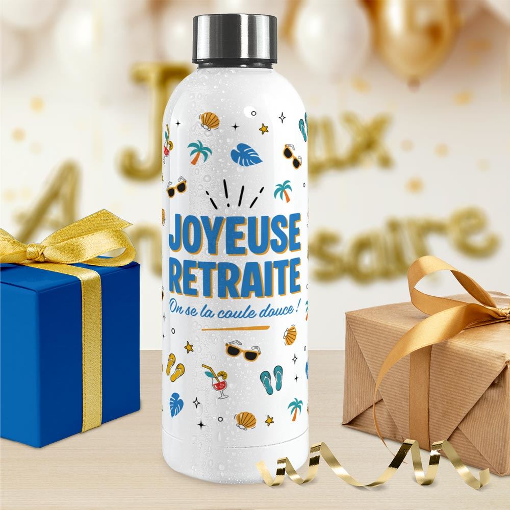 Gourde isotherme large homme joyeuse retraite