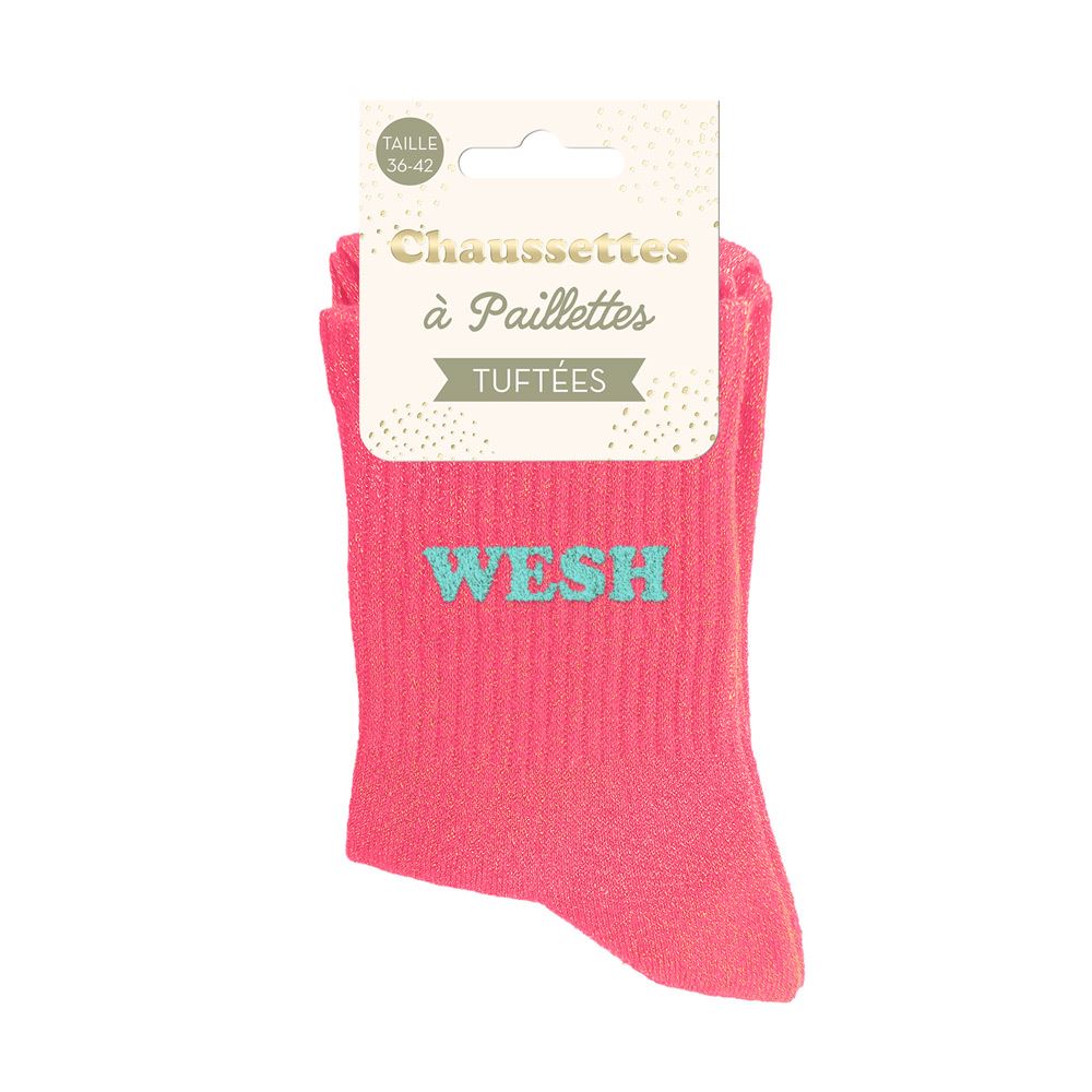 Chaussettes paillettes tuftees wesh