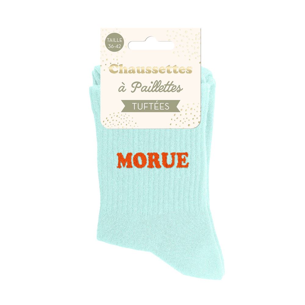 Chaussettes paillettes tuftees morue
