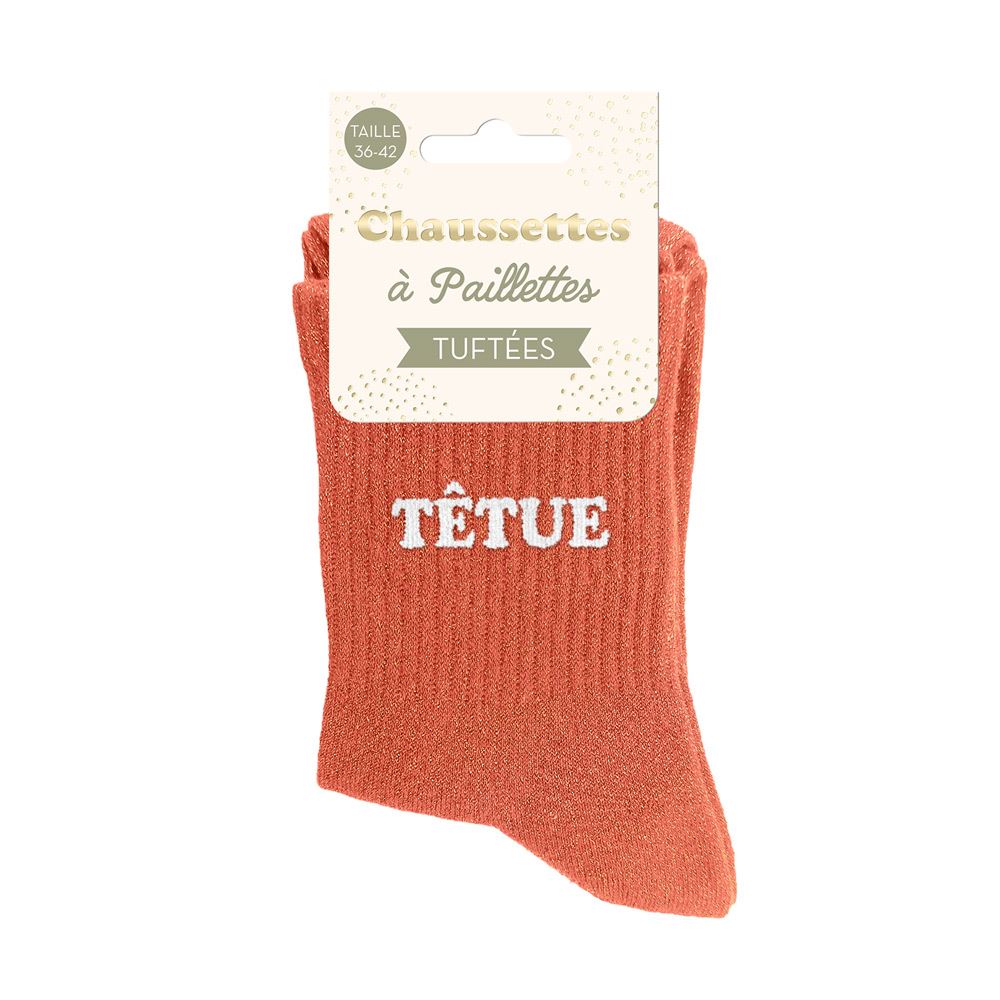 Chaussettes paillettes tuftees tetue