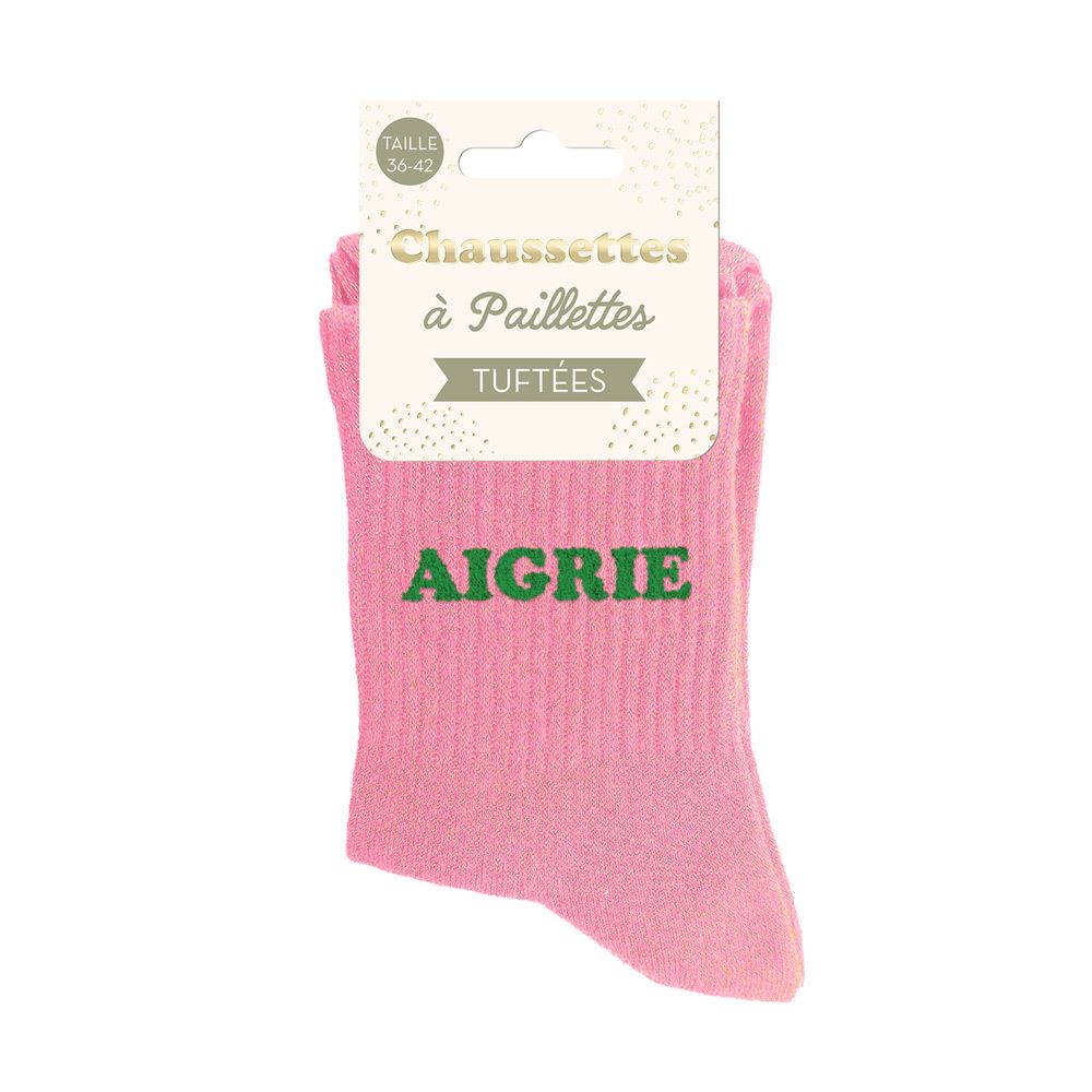Chaussettes paillettes tuftees aigrie