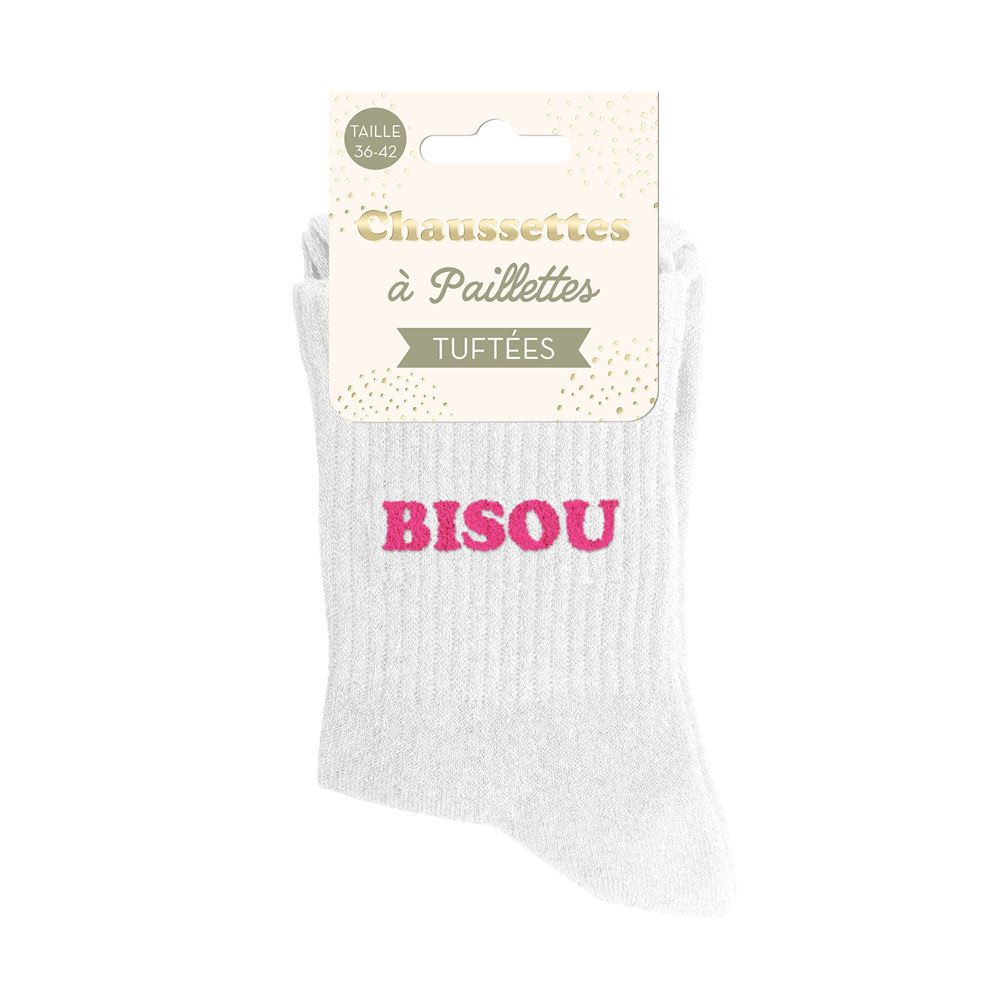 Chaussettes paillettes tuftees bisou