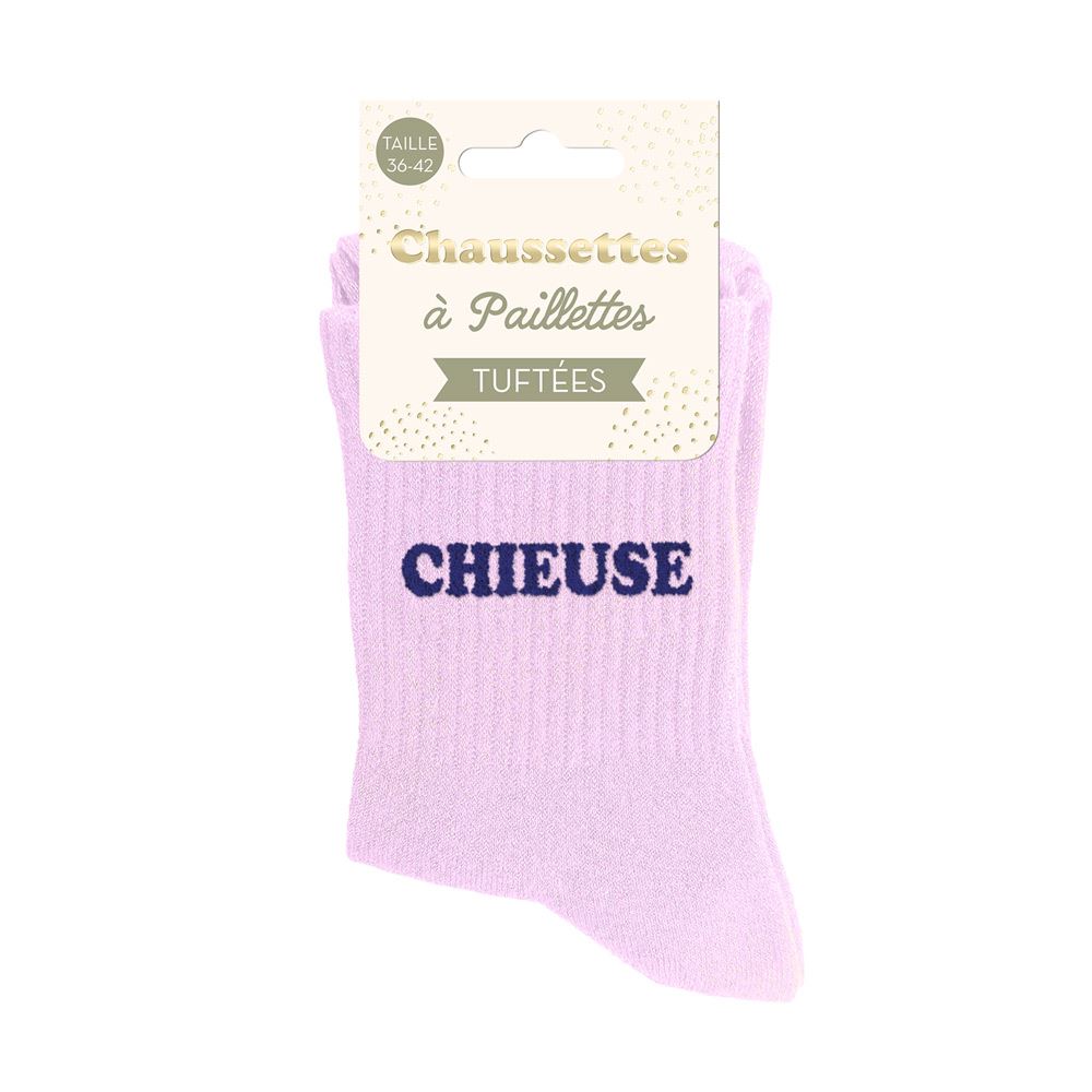 Chaussettes paillettes tuftees chieuse