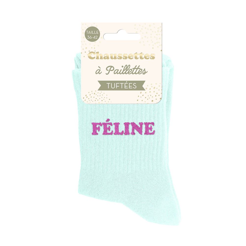 Chaussettes paillettes tuftees feline