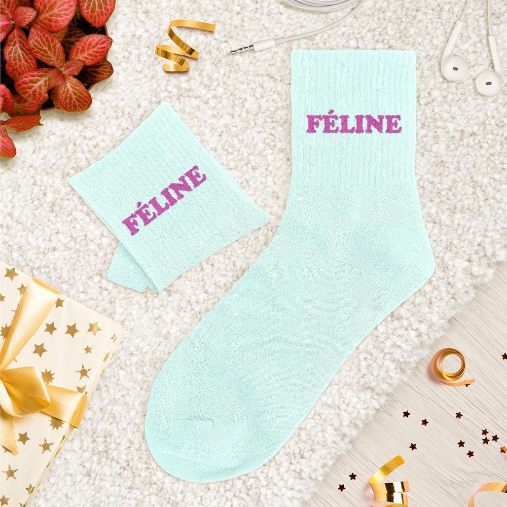 Chaussettes paillettes tuftees feline
