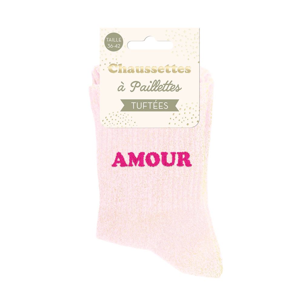 Chaussettes paillettes tuftees amour