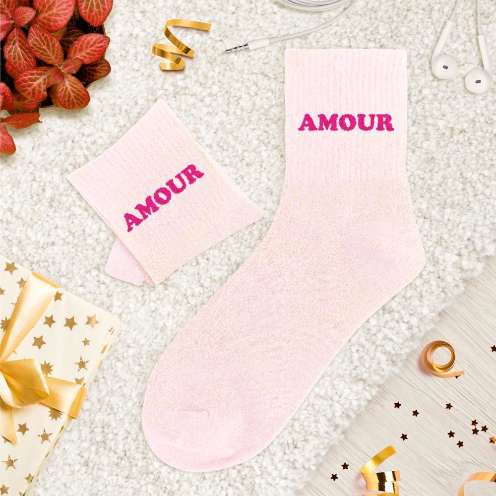 Chaussettes paillettes tuftees amour