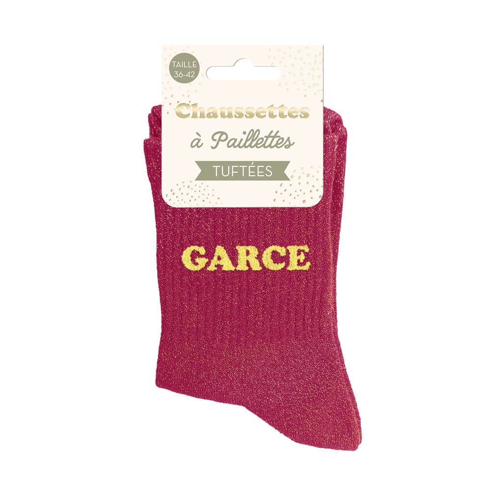 Chaussettes paillettes tuftees garce
