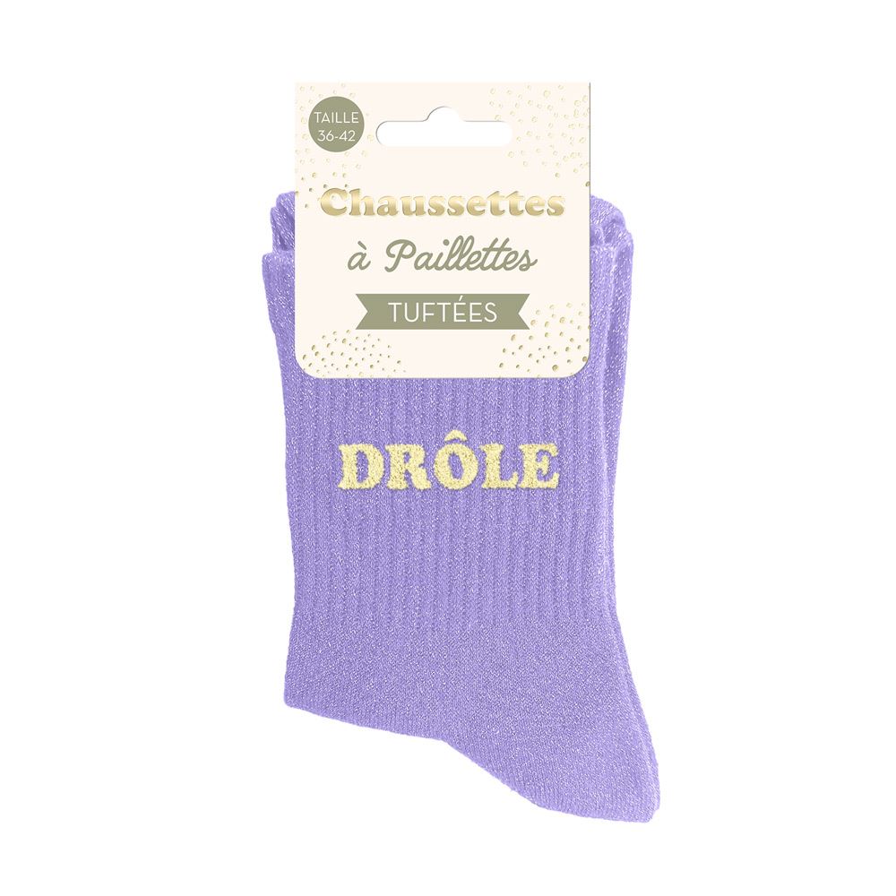 Chaussettes paillettes tuftees drole