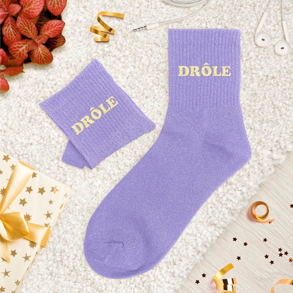 Chaussettes paillettes tuftees drole
