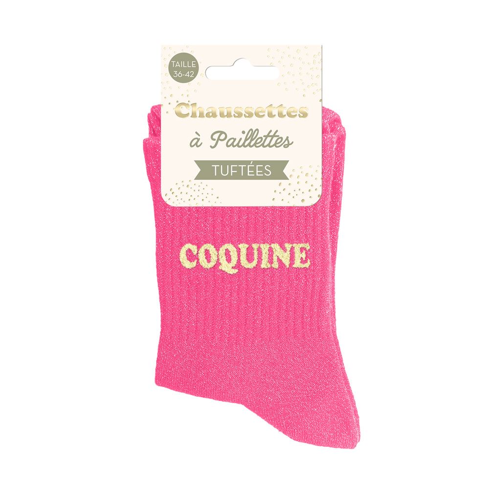 Chaussettes paillettes tuftees coquine