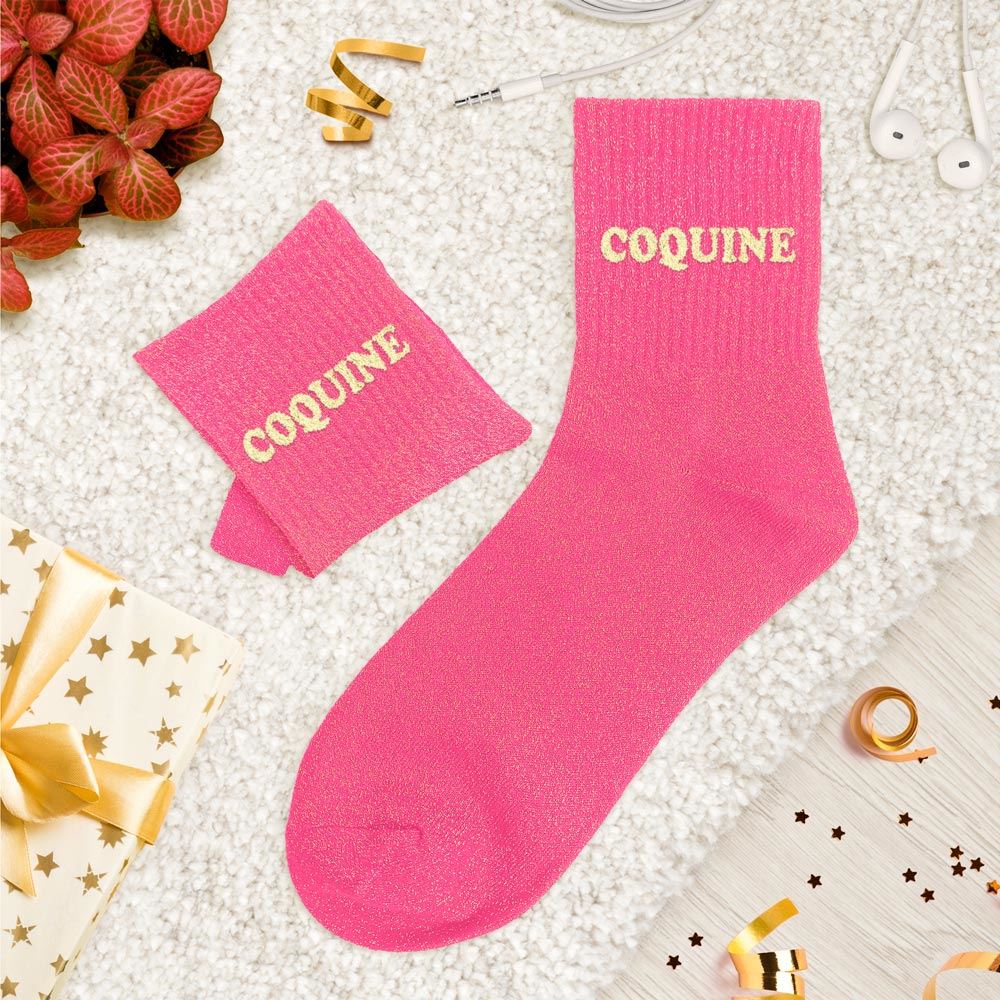 Chaussettes paillettes tuftees coquine